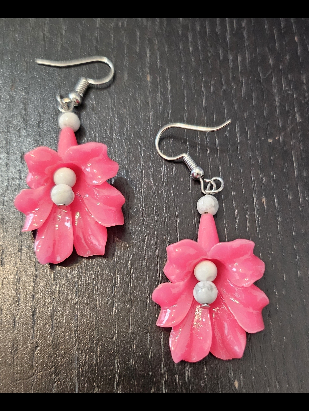 Pink Floral Drop Earrings - Women Jewelry
